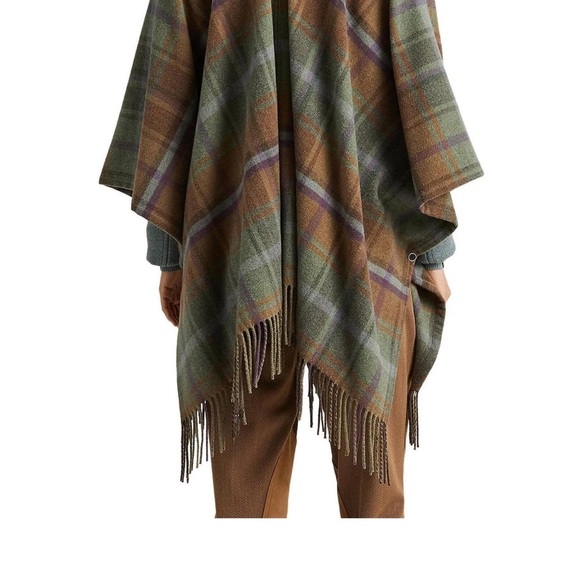 RALPH LAUREN Plaid Fringe-Trim Twill Poncho - Picture 10 of 14